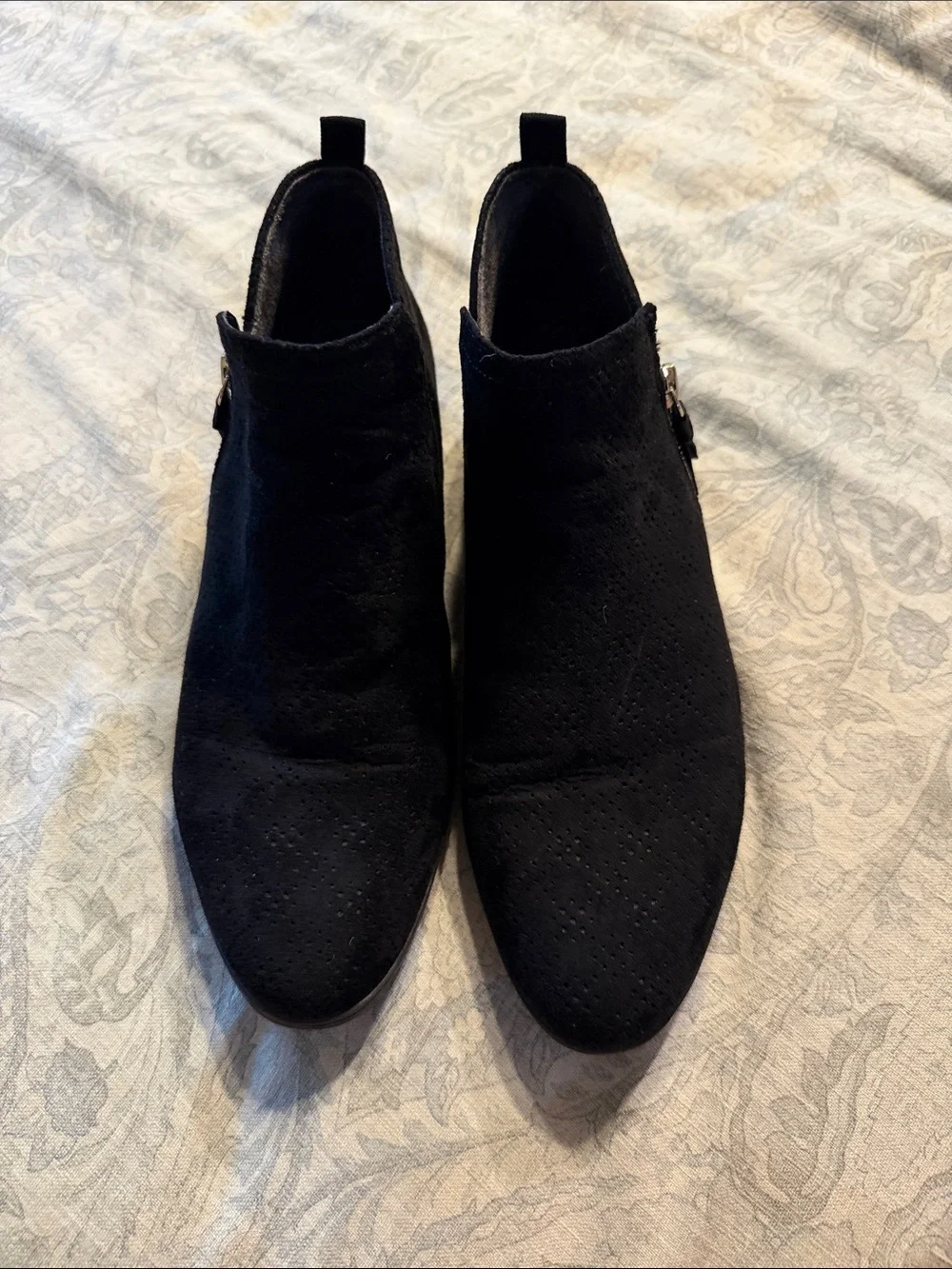 Dr. Scholl's Black Suede Ankle Booties with Side Zip